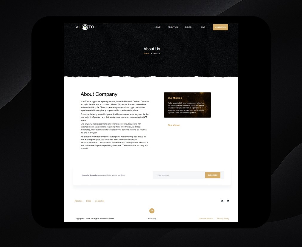 VUOTO Crypto Tax Service